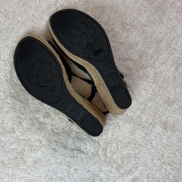 Route 66 fabric flower raffia espadrille wedge sandals, 9.5 - Picture 7 of 9